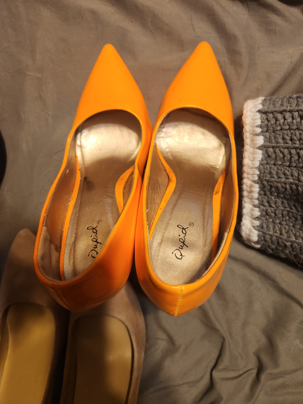 Qupid Pointed Toe Pump - Orange